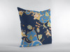 26" Navy Blue Garden Indoor Outdoor Zippered Throw Pillow