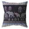 18 Purple Ornate Elephant Indoor Outdoor Zippered Throw Pillow