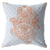 18 Blue Orange Hamsa Indoor Outdoor Zippered Throw Pillow