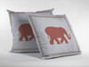 26 Orange White Elephant Indoor Outdoor Zippered Throw Pillow