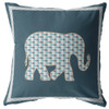 18 Spruce Blue Elephant Indoor Outdoor Zippered Throw Pillow