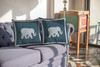 26 Spruce Blue Elephant Indoor Outdoor Zippered Throw Pillow