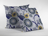 16 Navy White Floral Indoor Outdoor Zippered Throw Pillow