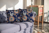 16 Indigo Orange Floral Indoor Outdoor Zippered Throw Pillow