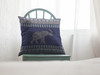 18 Navy Ornate Elephant Indoor Outdoor Zippered Throw Pillow