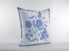 16 Blue White Wildflower Indoor Outdoor Zippered Throw Pillow