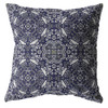 16" Navy Boho Pattern Decorative Suede Throw Pillow