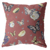 18" Copper Rose Butterflies Decorative Suede Throw Pillow