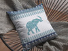 20 Teal Ornate Elephant Suede Throw Pillow