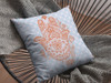 16 Blue Orange Hamsa Boho Suede Throw Pillow