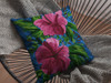 18 Pink Blue Hibiscus Suede Decorative Throw Pillow