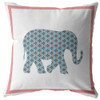 18 Blue Pink Elephant Boho Suede Throw Pillow
