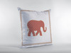 16 Orange White Elephant Boho Suede Throw Pillow