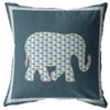 18 Spruce Blue Elephant Boho Suede Throw Pillow