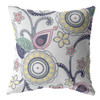 18 White Yellow Floral Suede Throw Pillow