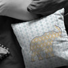 18" Blue Yellow Elephant Decorative Suede Throw Pillow