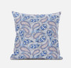 16 Blue Gray Boho Paisley Zippered Suede Throw Pillow