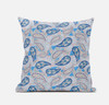 16 Blue Peach Boho Paisley Zippered Suede Throw Pillow