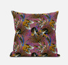 20 Magenta Gold Tropical Zippered Suede Throw Pillow