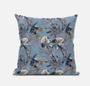 16 Gray Blue Tropical Zippered Suede Throw Pillow