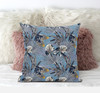 16 Gray Blue Tropical Zippered Suede Throw Pillow