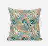 16 Blue Peach Tropical Zippered Suede Throw Pillow