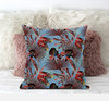 20 Coral Blue Tropical Zippered Suede Throw Pillow