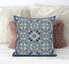 20 Gray Indigo Paisley Zippered Suede Throw Pillow