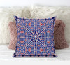 20 Blue Red Geostar Zippered Suede Throw Pillow