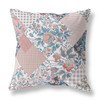 28" Pink Blue Boho Floral Indoor Outdoor Throw Pillow