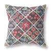 16 Black Red Patch Indoor Outdoor Throw Pillow