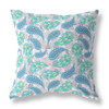 20 Green Indigo Boho Paisley Indoor Outdoor Throw Pillow