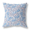 20 Blue Gray Boho Paisley Indoor Outdoor Throw Pillow