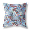 18 Blue Red Tropical Indoor Outdoor Throw Pillow