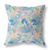 16 Blue Pink Tropical Indoor Outdoor Throw Pillow