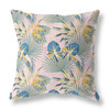 20 Blue Gold Tropical Indoor Outdoor Throw Pillow