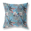 26 Black Blue Tropical Indoor Outdoor Throw Pillow