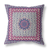 26 Magenta Indigo Holy Floral Indoor Outdoor Throw Pillow