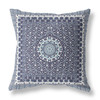 18 Slate Blue Holy Floral Indoor Outdoor Throw Pillow