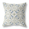 26 White Green Paisley Indoor Outdoor Throw Pillow