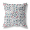 18 Pink Gray Paisley Indoor Outdoor Throw Pillow