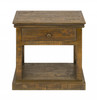 Rustic Maple Stain Wood Side Table with Drawer