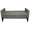 Modern Dark Brown and White Retro Star Print Storage Bench