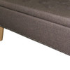 Gray Brown Linen Look Tufted Storage Bench