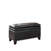 Deep Brown Double Cushion Faux Leather Storage Bench