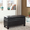 Deep Brown Double Cushion Faux Leather Storage Bench