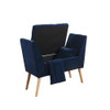 Navy Blue Modern Flair Storage Bench with Pillow and Blanket