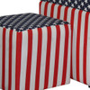 Two Piece Red White and Blue Storage Stool and Ottoman