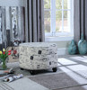 Black and White Postcard Hexagonal Storage Ottoman