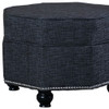 Smokey Blue Gray Hexagonal Storage Ottoman